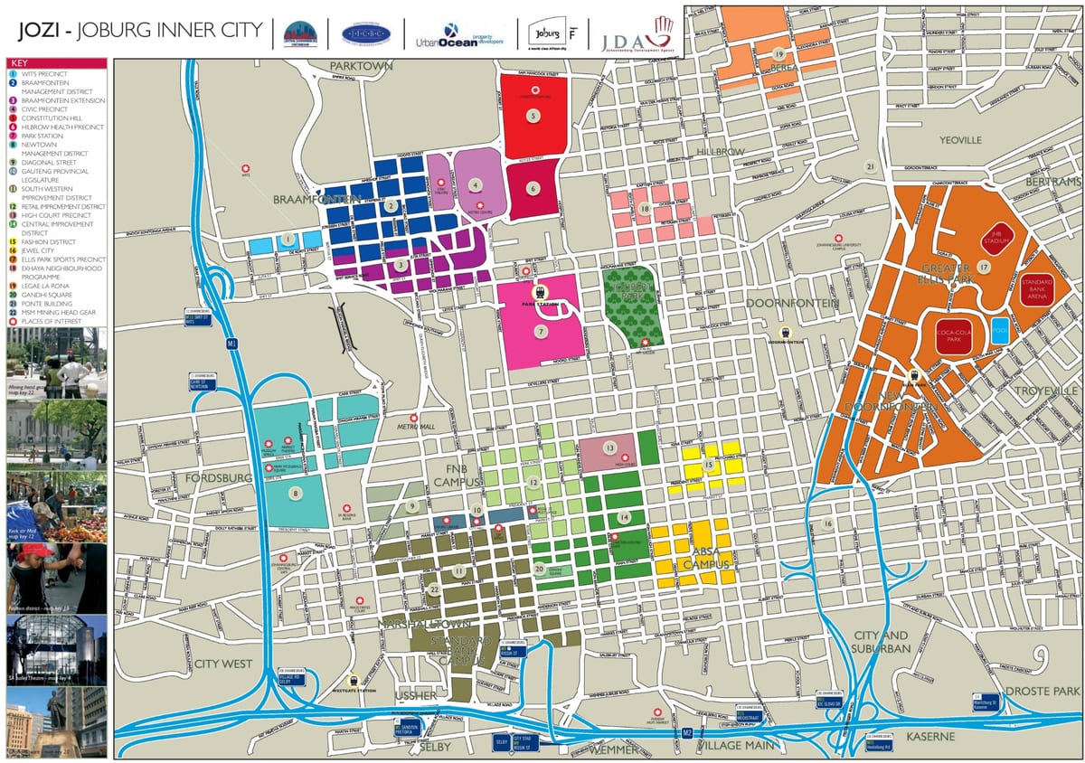 Mappa turistica di Johannesburg (Joburg Jozi)