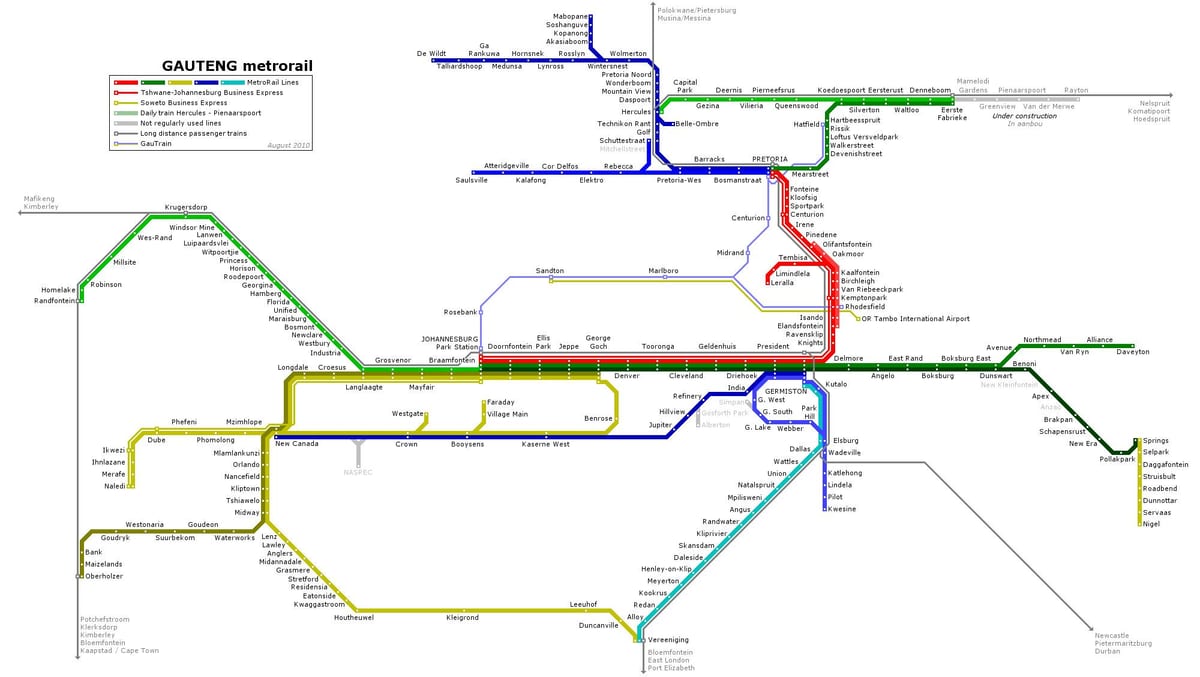 Mappa dei trasporti di Johannesburg (Joburg Jozi)