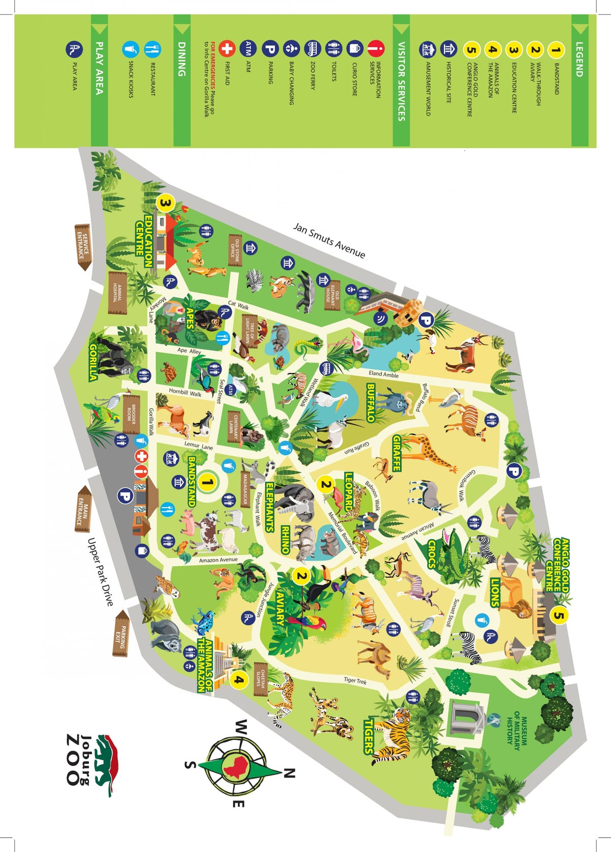 Mappa del parco zoologico di Johannesburg (Joburg Jozi)
