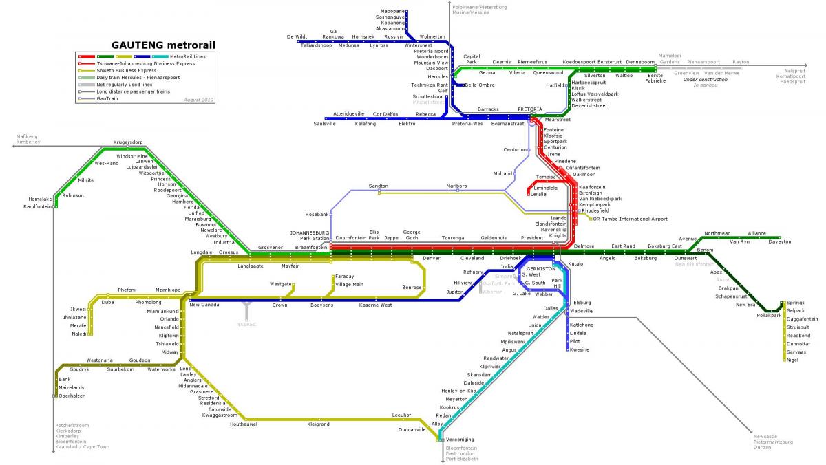 Mappa dei trasporti di Johannesburg (Joburg Jozi)