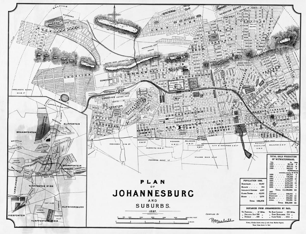 Mappa storica di Johannesburg (Joburg Jozi)