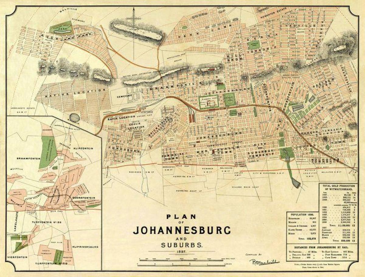 Johannesburg (Joburg Jozi) mappa antica
